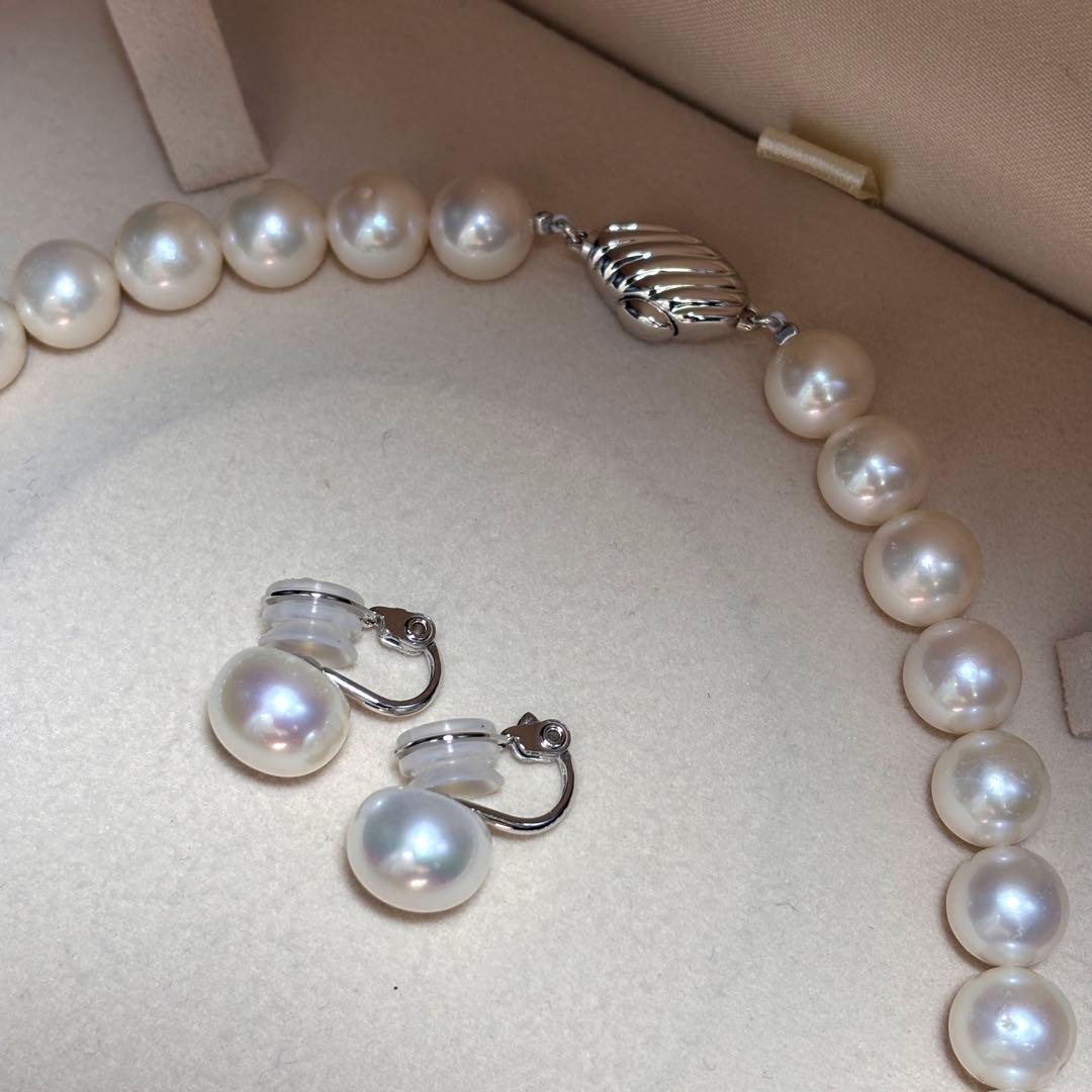 超大珠✨　パール　ネックレス　イヤリング　9.4-10.1 本真珠　SILVER