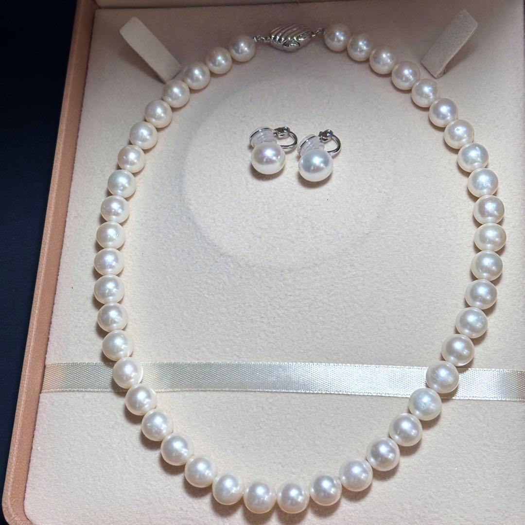 超大珠✨　パール　ネックレス　イヤリング　9.4-10.1 本真珠　SILVER