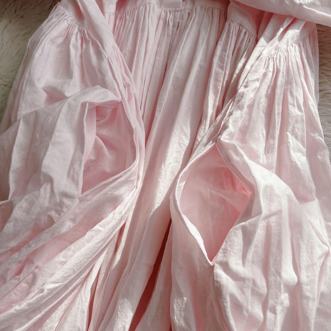 ビアズリー★ギャザーワンピース　ピンク　ロング