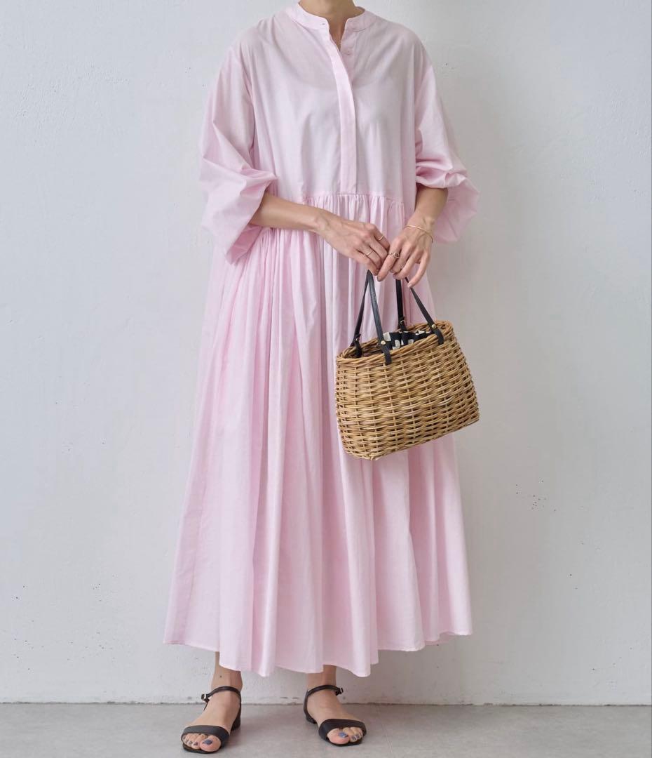 ビアズリー★ギャザーワンピース　ピンク　ロング