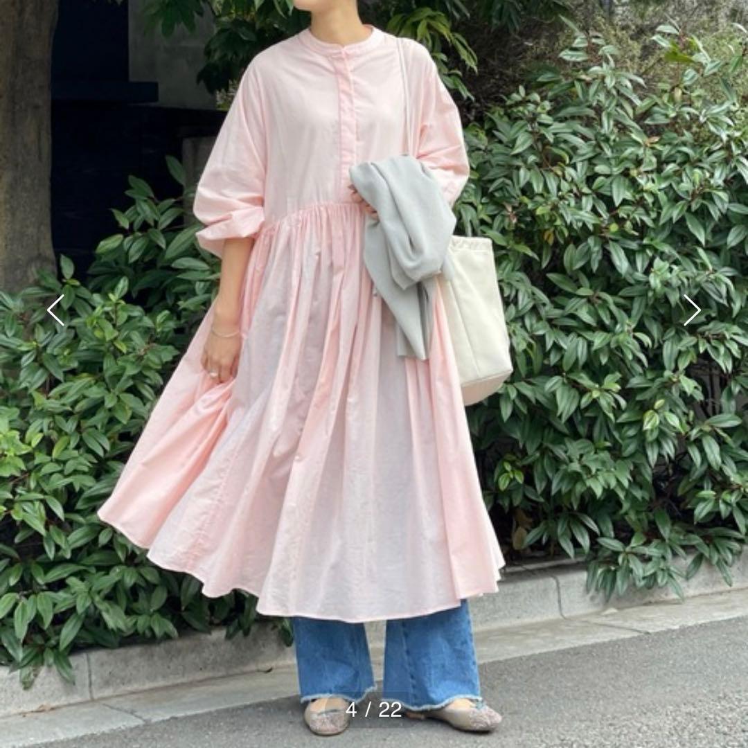 ビアズリー★ギャザーワンピース　ピンク　ロング