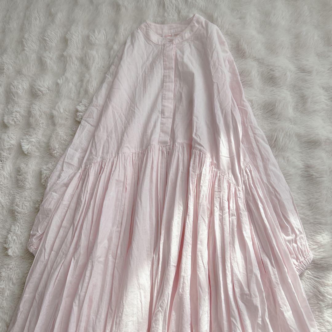 ビアズリー★ギャザーワンピース　ピンク　ロング