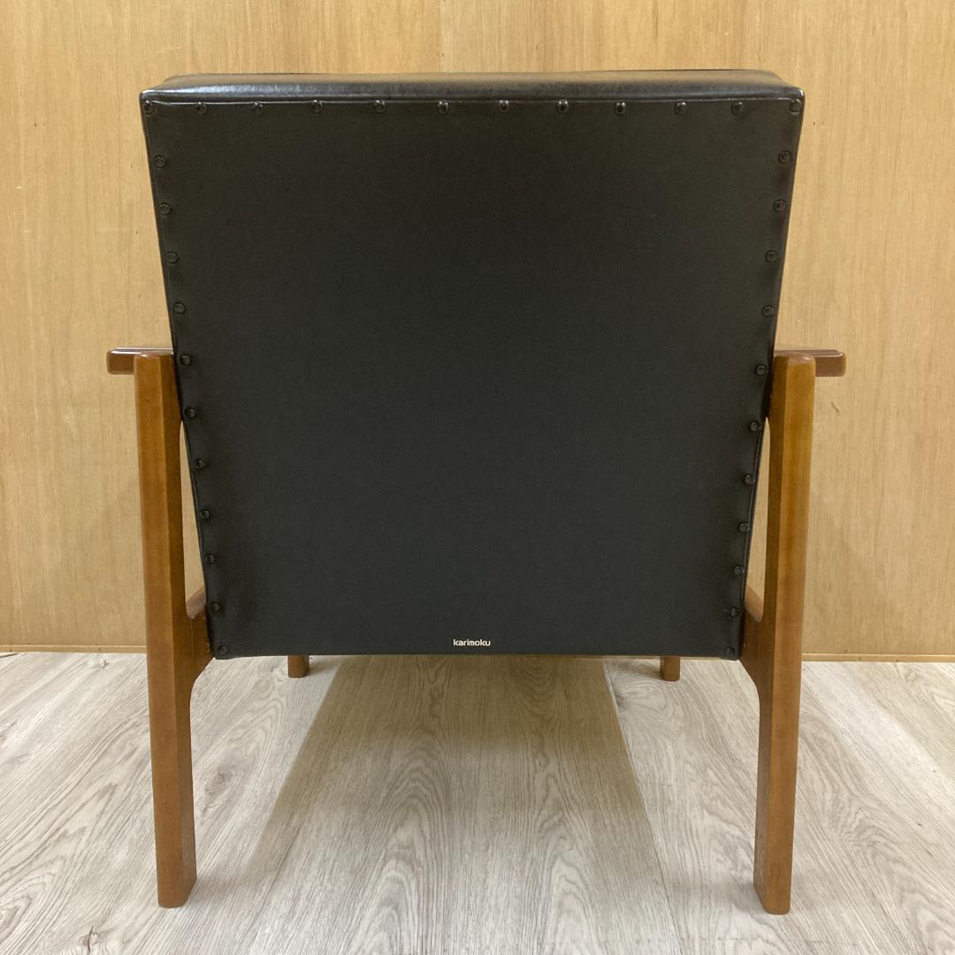 【カリモク】Kチェア スタンダードブラック ワイドアーム 1Pソファ B
