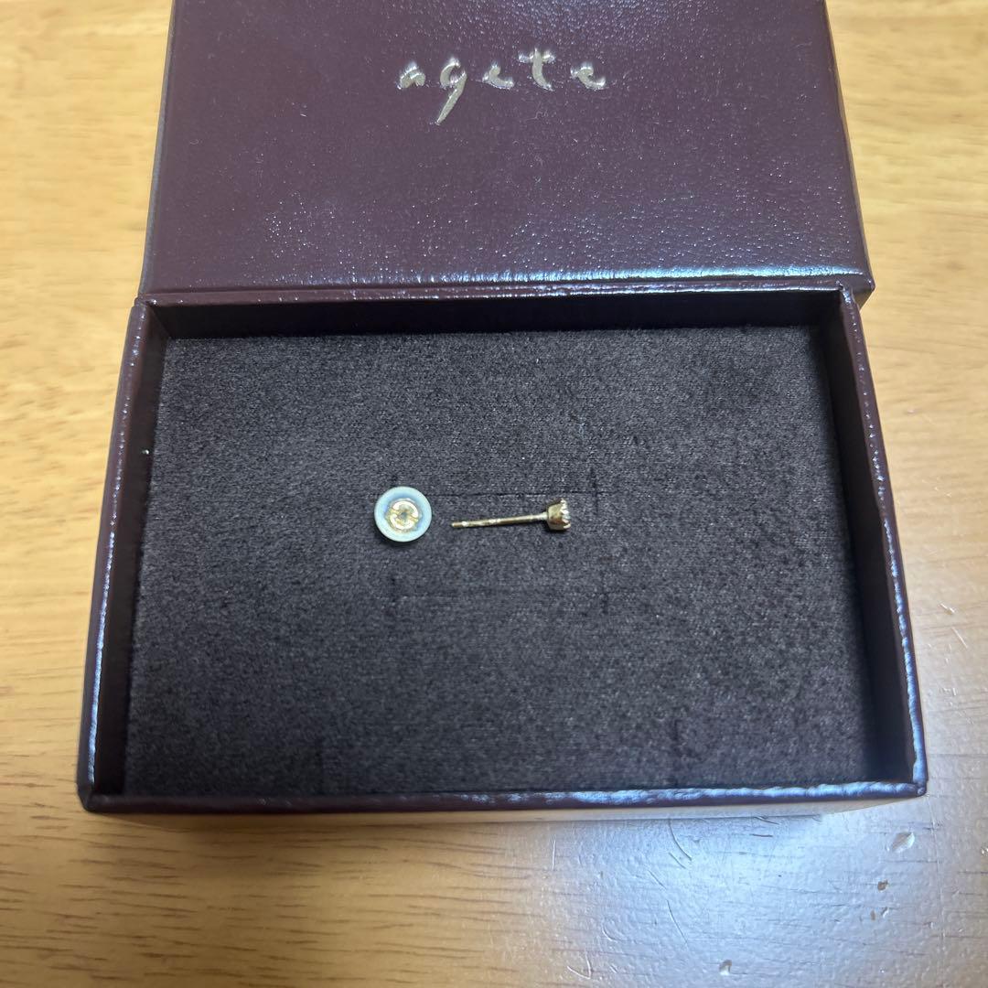 agete ベルシオラ　k18ダイアモンドピアス　片耳