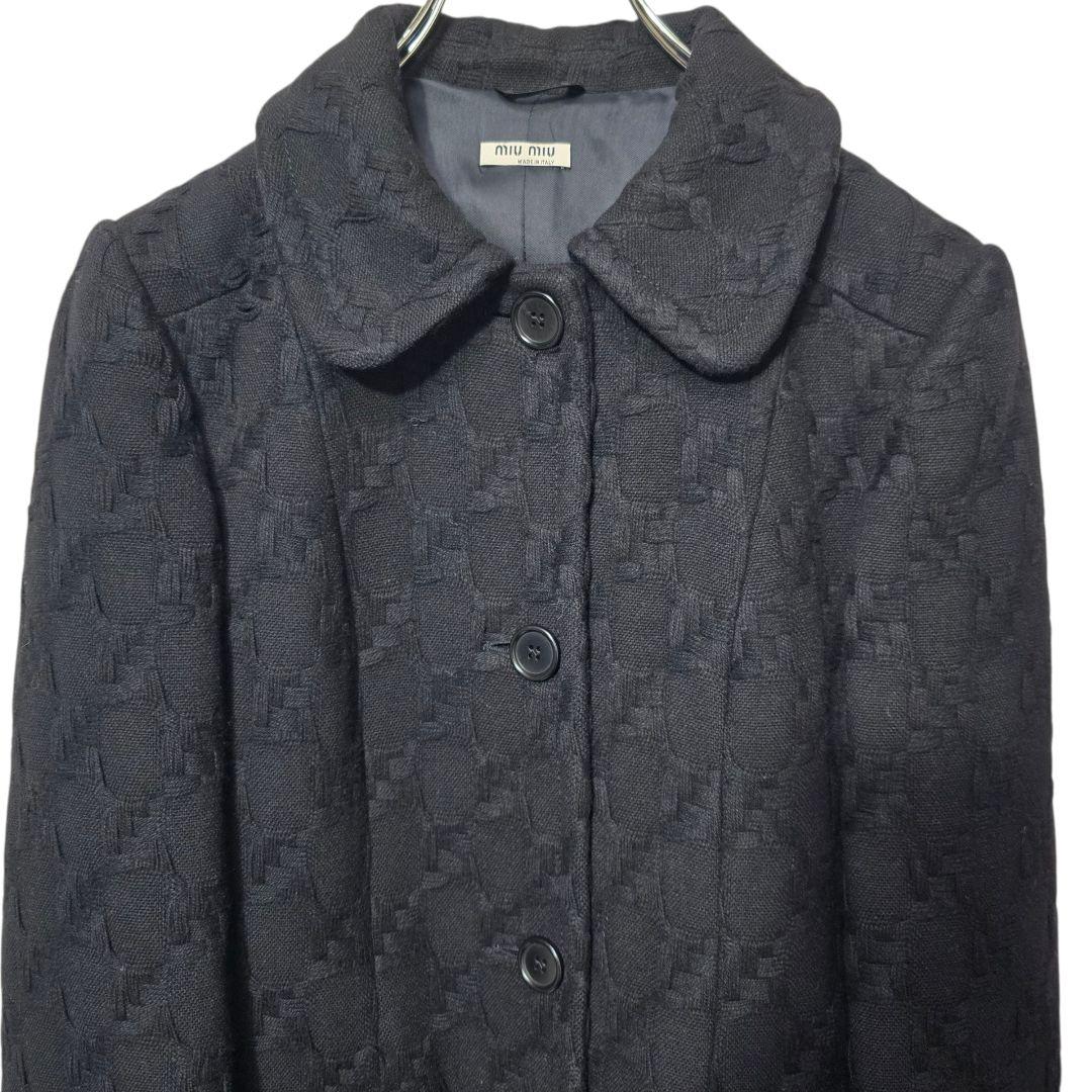 miu miu ミュウミュウ ジャガード織り ウールコート 42