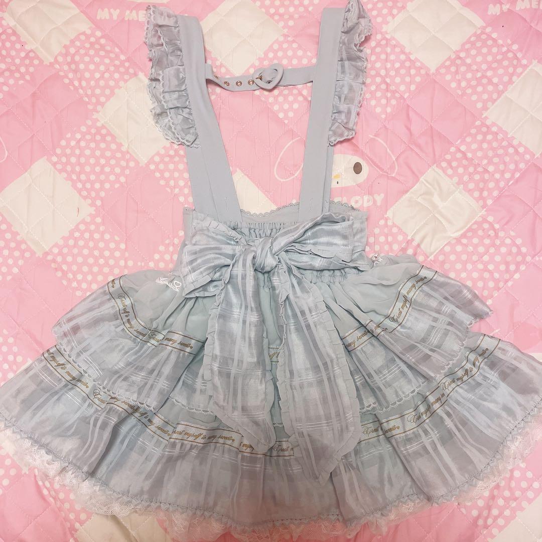 美品♡リズリサ♡いちごブラウス♡ティアードジャンスカ♡水色セット♡