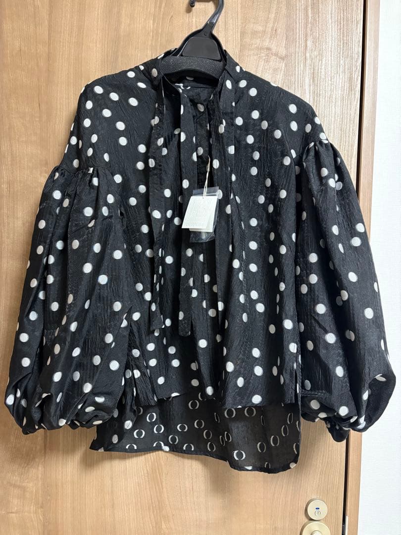 トップス laubeblanc Sheer Polka Dot Ribbon Blouse
