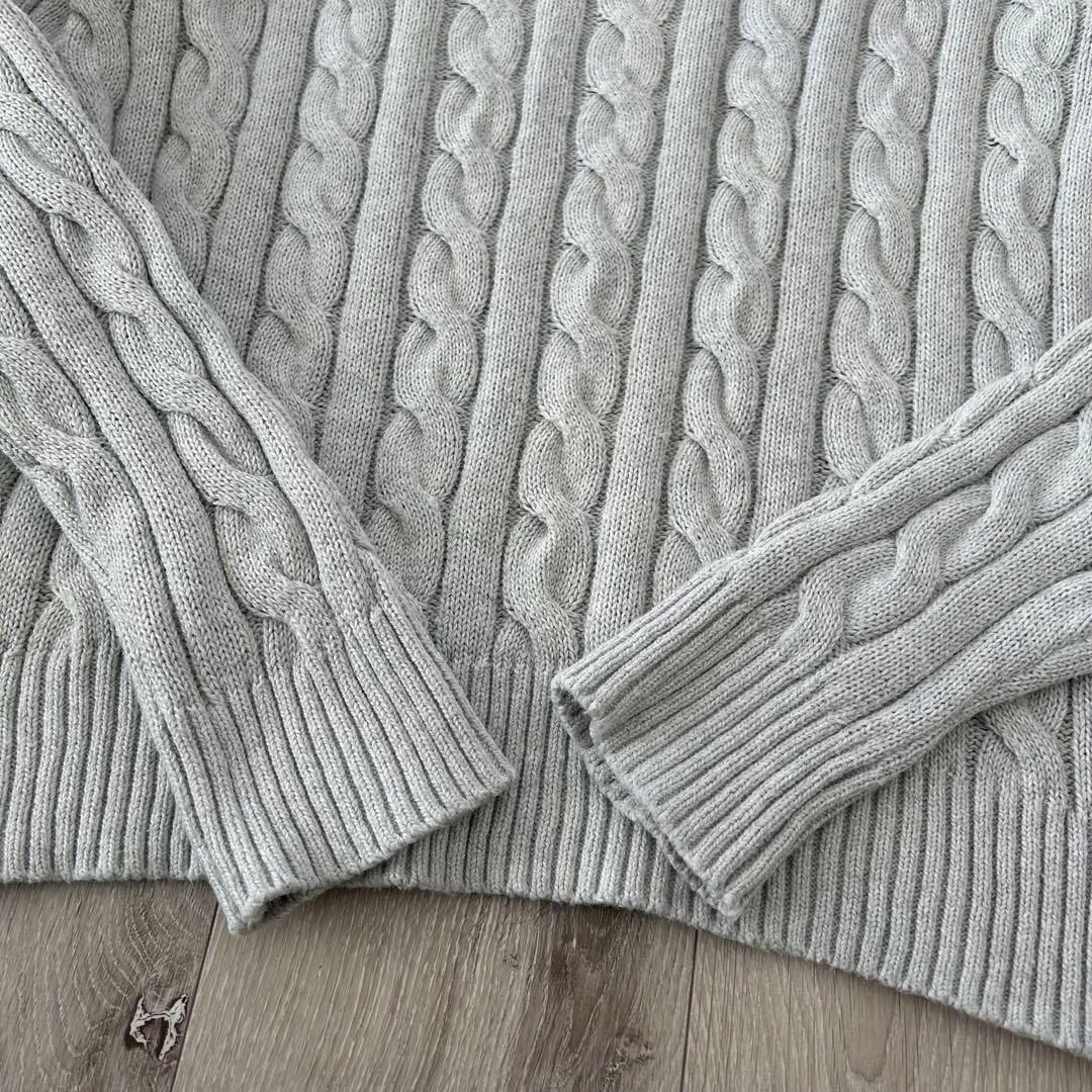 【現行タグ】ポロラルフローレン ケーブルニット セーター 灰色 紺 S