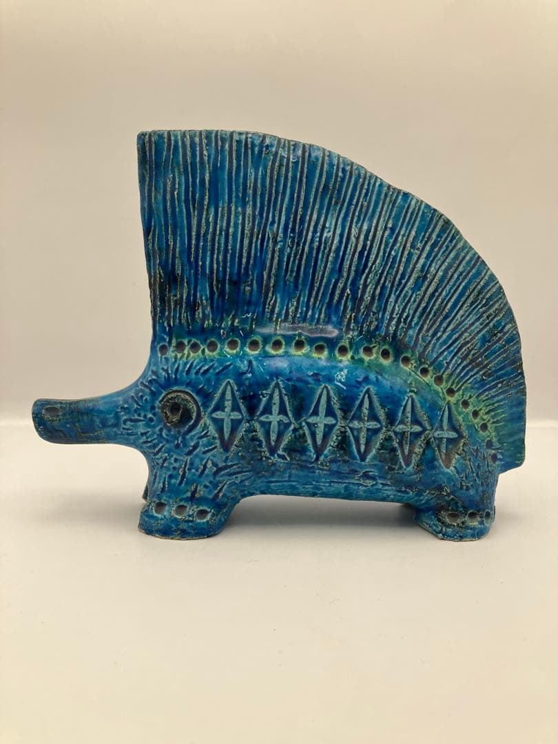 ビトッシ　リミニブルー　ヤマアラシ　陶器置物　Y