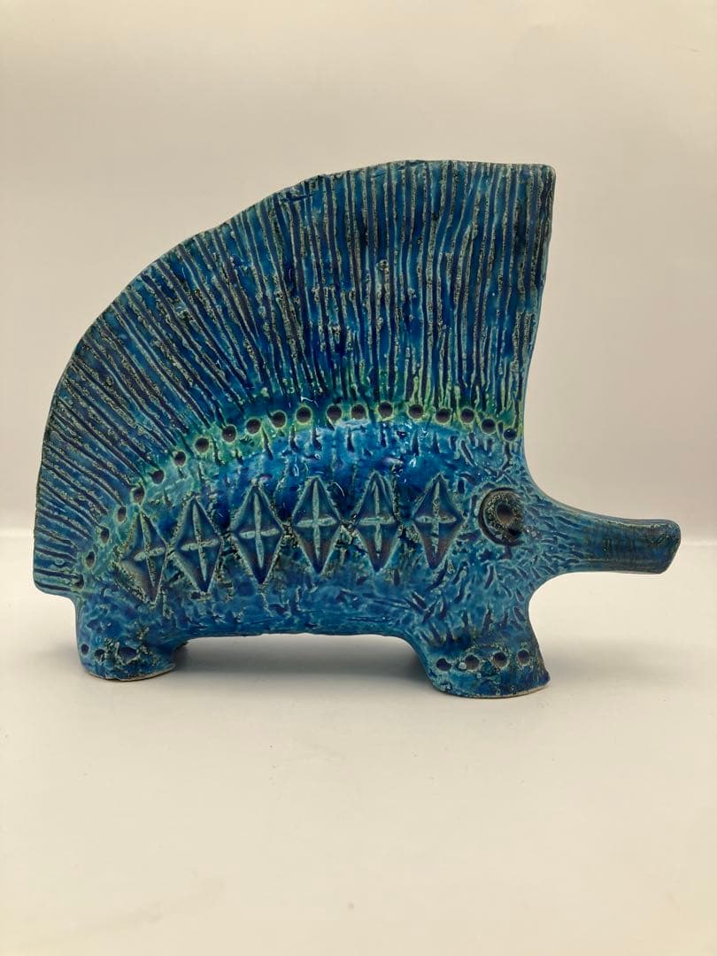 ビトッシ　リミニブルー　ヤマアラシ　陶器置物　Y