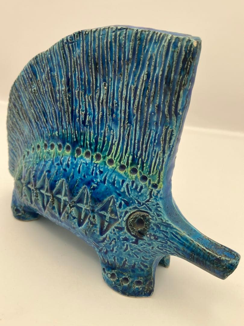 ビトッシ　リミニブルー　ヤマアラシ　陶器置物　Y