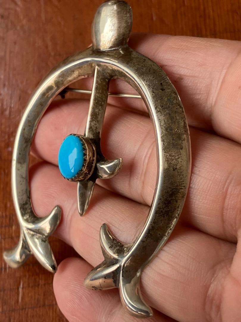 sterlingシルバー925ターコイズ付きブローチ＆ペンダントトップ