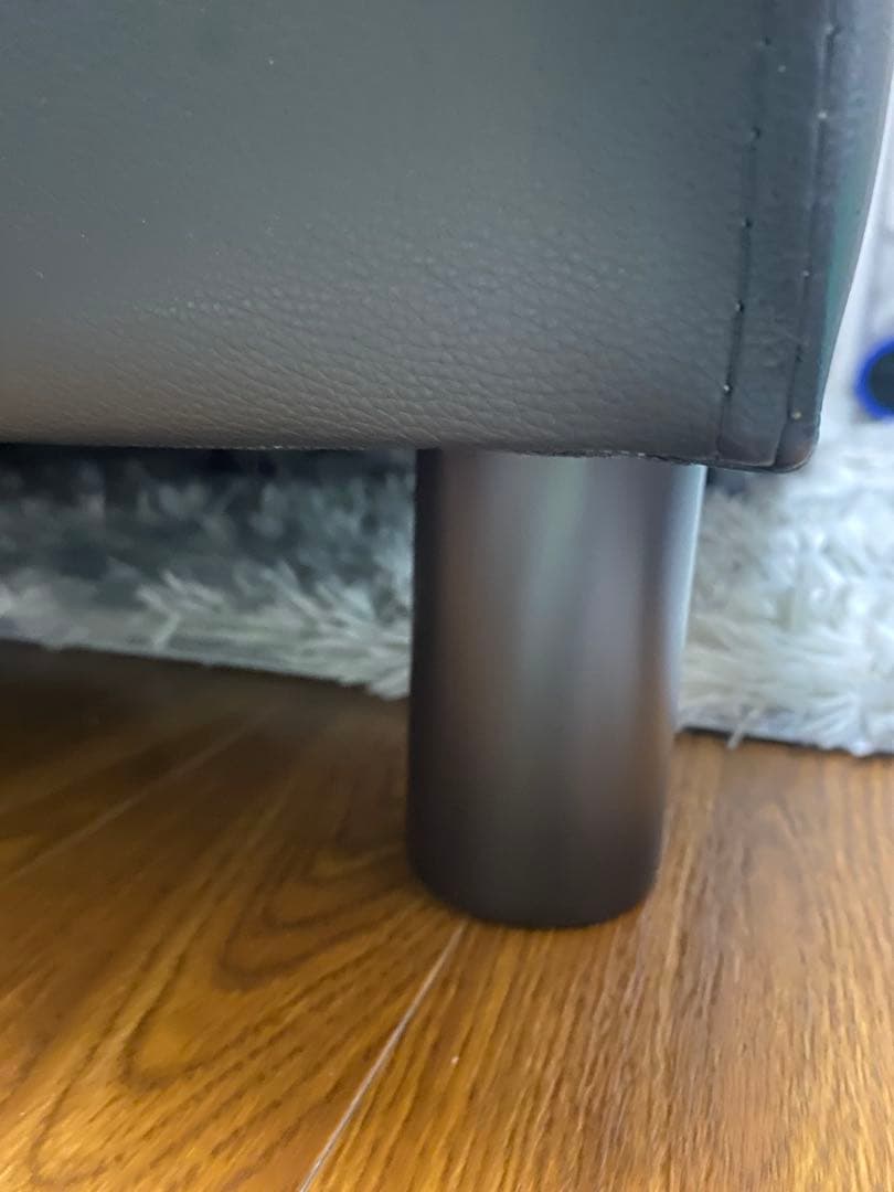 ぺ〜　ブラウン×ブラック レザー調　ファブリック　L字型 3人掛けソファ