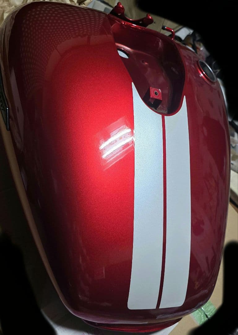 ドラッグスター400 タンク フェンダー セット レッド ホワイトストライプ