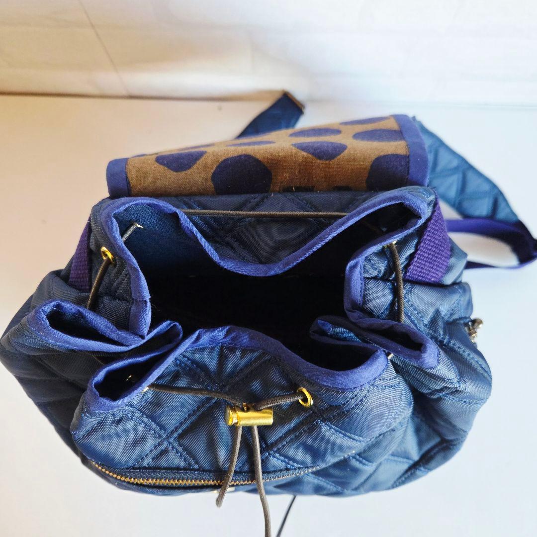 JUNE①　巾着リュック　エチノ×ナイロンキルト　ハンドメイド