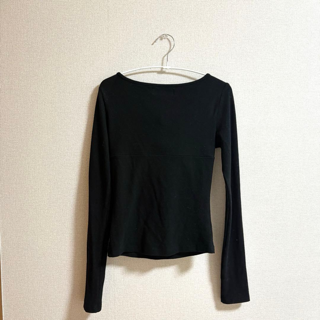 トップス andmary Ami ribbon check tops black