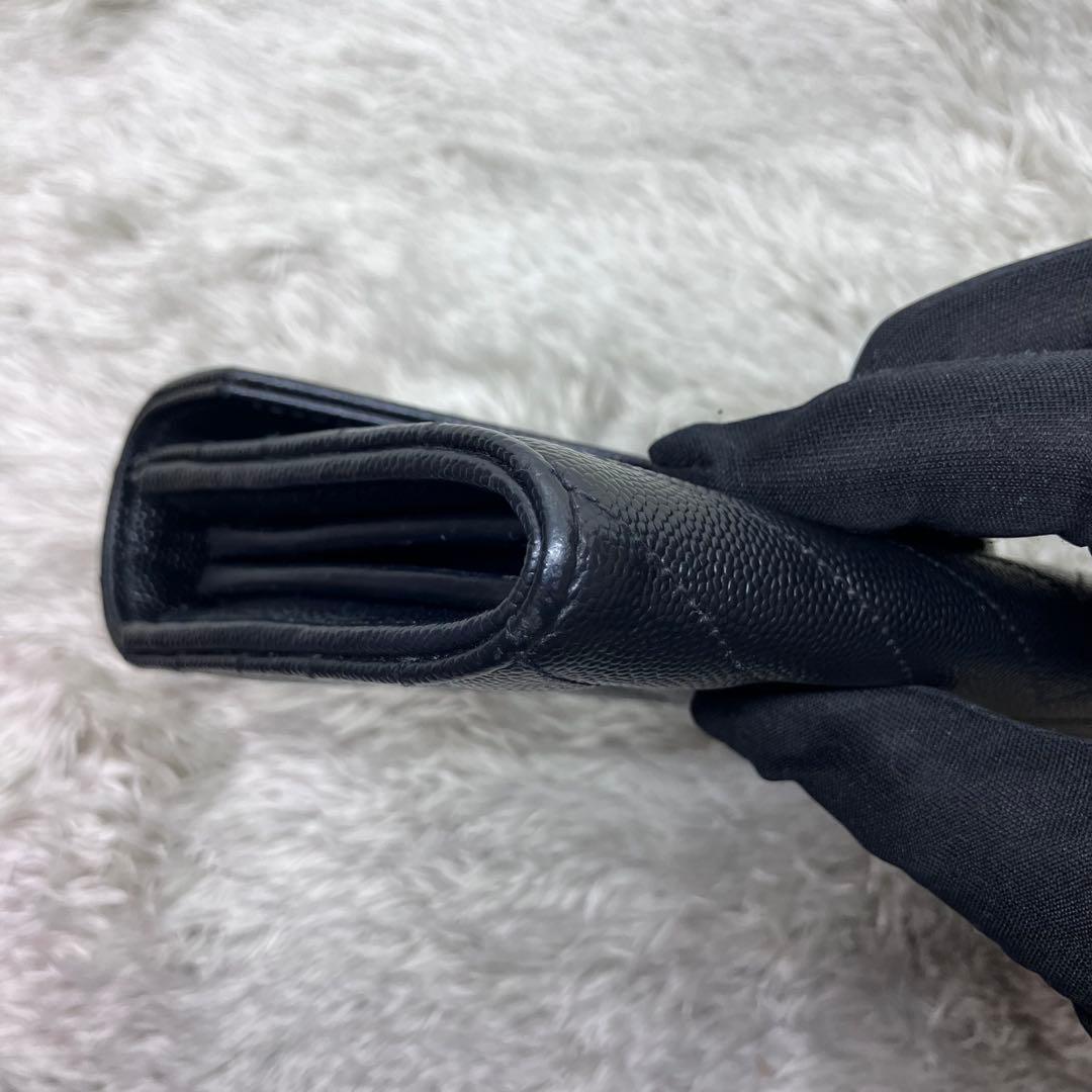 箱付き極美品✨サンローラン 長財布 キャビアスキン カサンドラロゴ ブラック