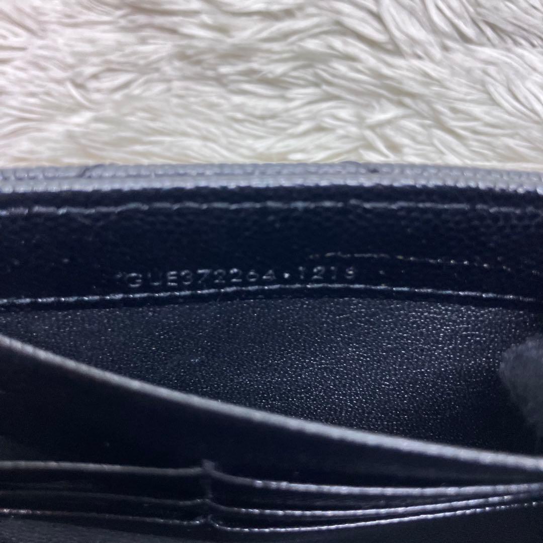 箱付き極美品✨サンローラン 長財布 キャビアスキン カサンドラロゴ ブラック