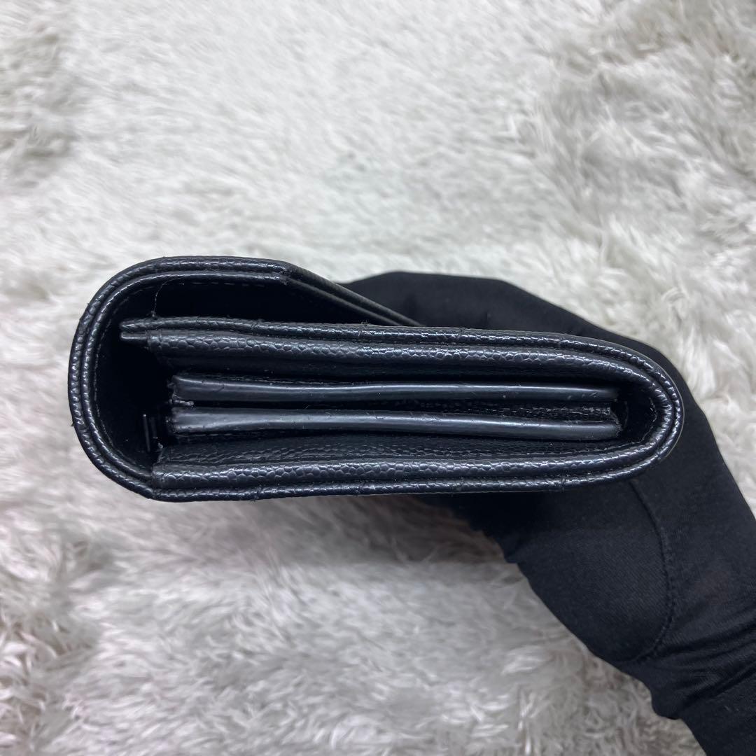 箱付き極美品✨サンローラン 長財布 キャビアスキン カサンドラロゴ ブラック