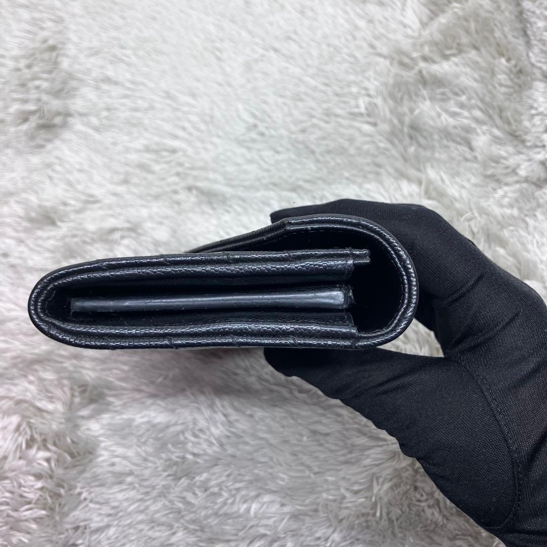 箱付き極美品✨サンローラン 長財布 キャビアスキン カサンドラロゴ ブラック