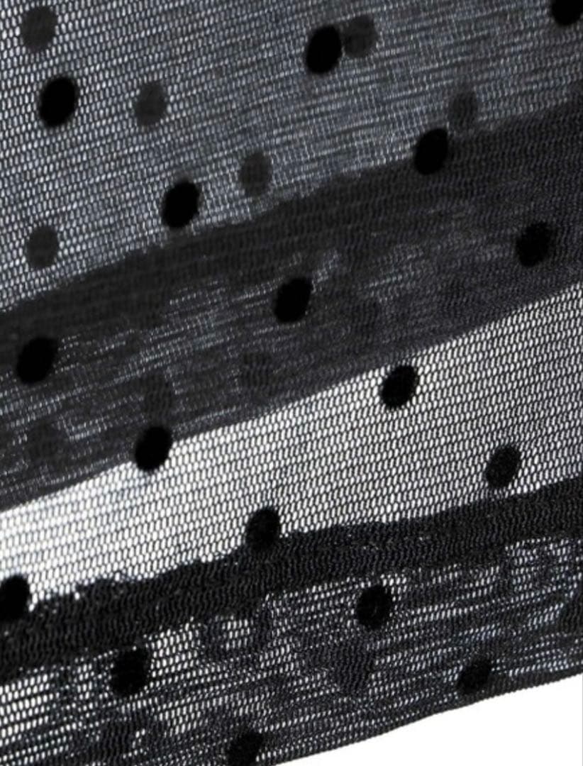 【mizuiro ind】メッシュドットハイネックプルオーバー　ブラック　F