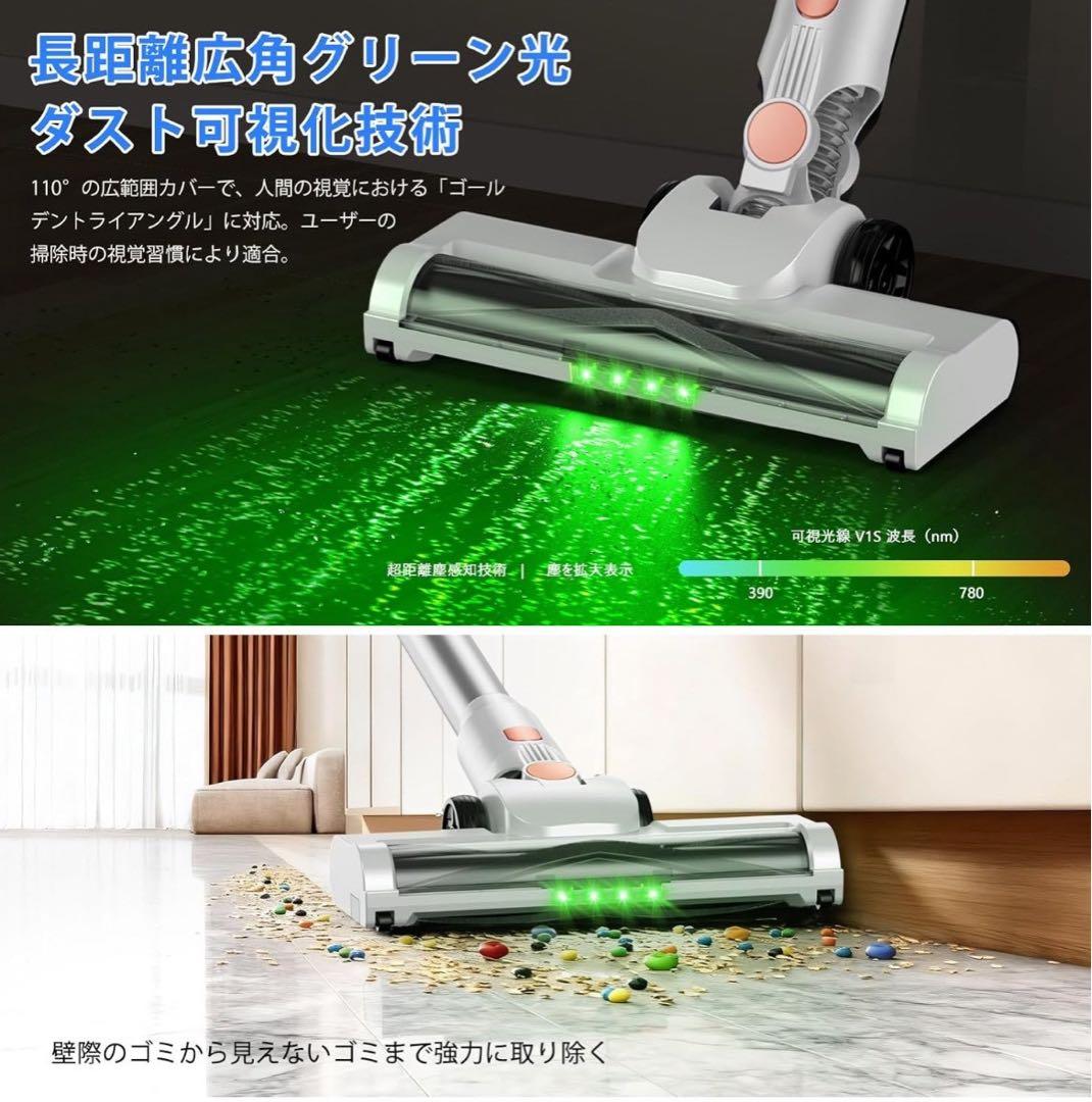 掃除機 コードレス65Kpa超強力吸引LEDライト＆2in1置くだけ充電スタンド