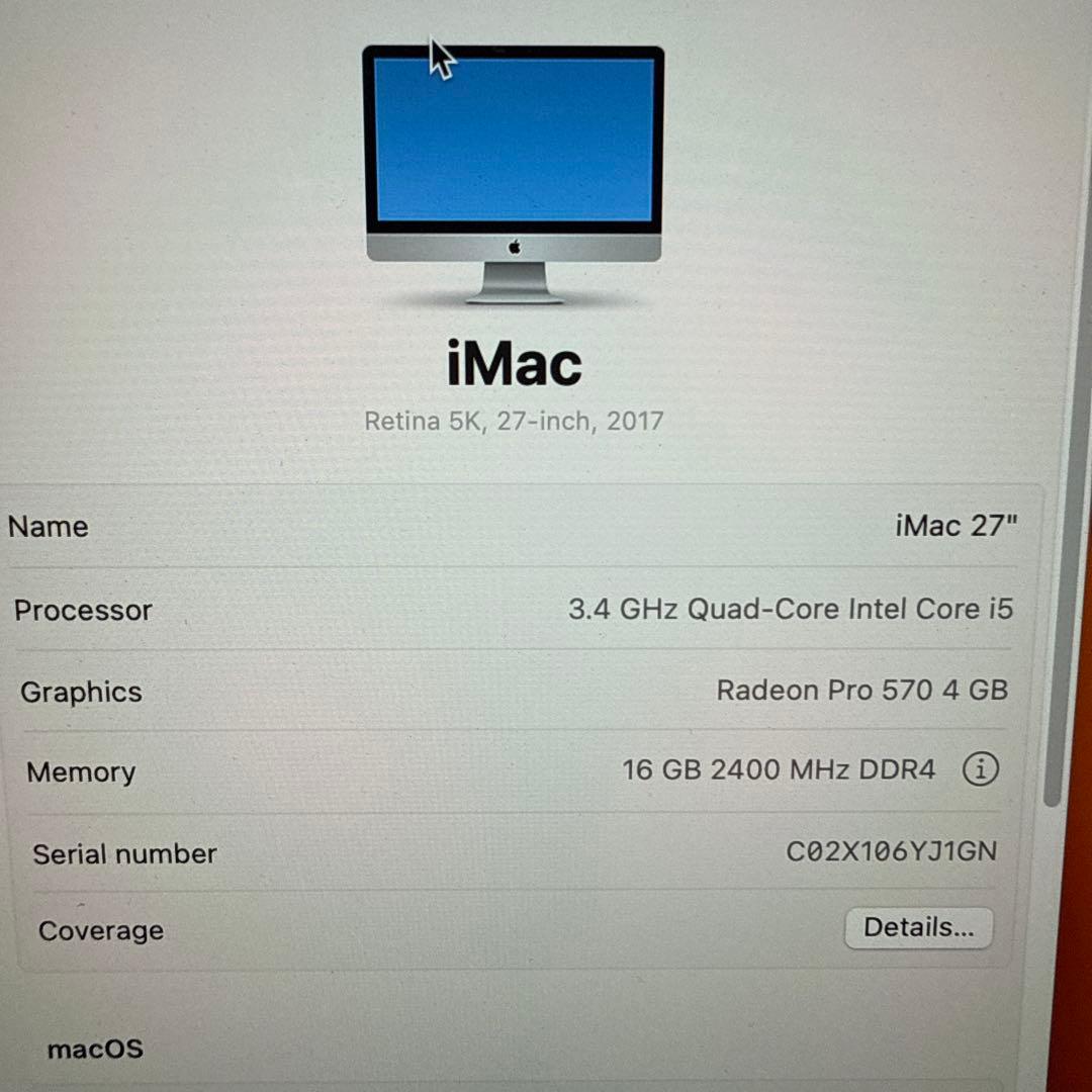 Apple iMac 27インチ Late2017, Core i5, 16GB