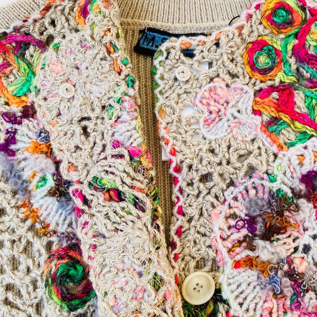 【新品未使用】M.＆KYOKO　ニットベスト　刺繍　花　フラワー　サイズ1