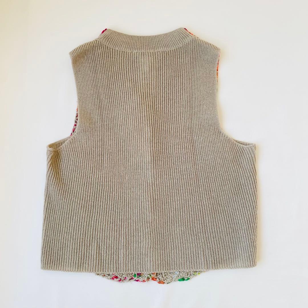 【新品未使用】M.＆KYOKO　ニットベスト　刺繍　花　フラワー　サイズ1