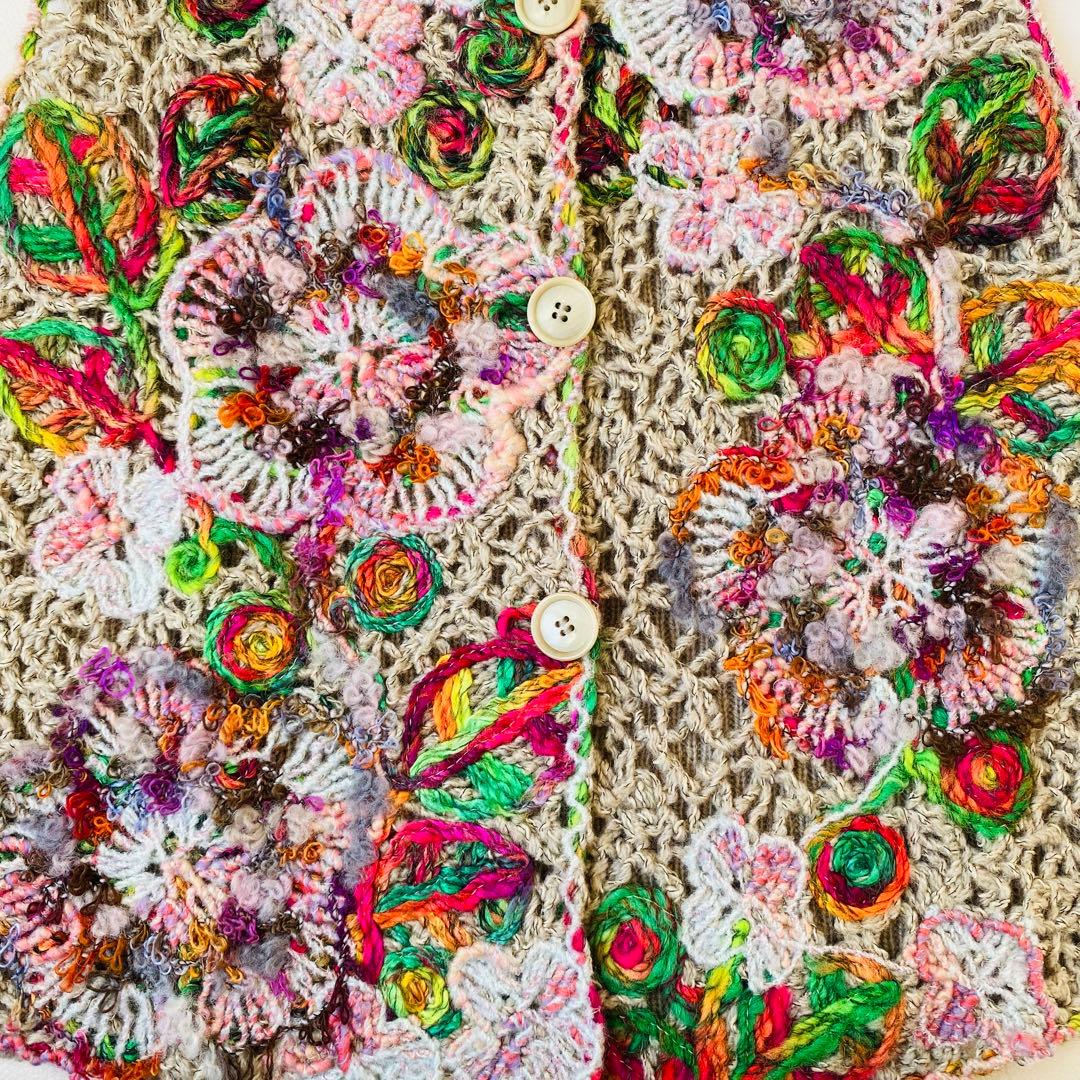 【新品未使用】M.＆KYOKO　ニットベスト　刺繍　花　フラワー　サイズ1