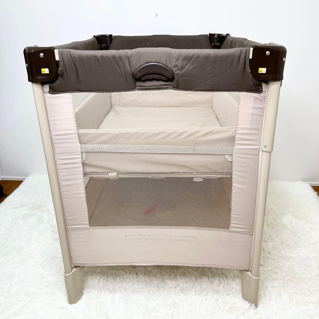 美品 Aprica ココネル ベビーベッド ココア 折りたたみ 66041