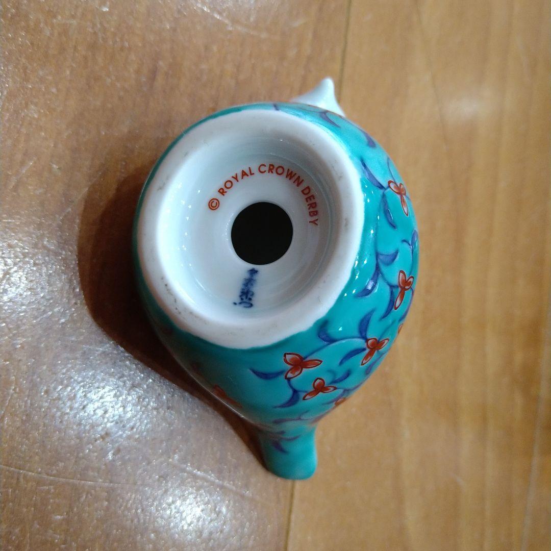 （極美品）今泉今右衛門　色絵緑地小鳥　置物　ロイヤルクラウンダービー