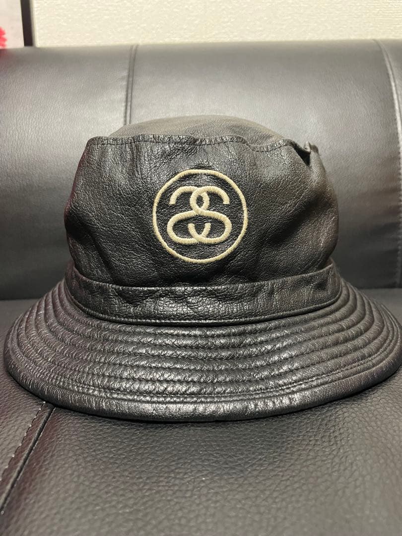 Stussy バケットハット ポークハット　リアルレザー　ブラス　ステューシー