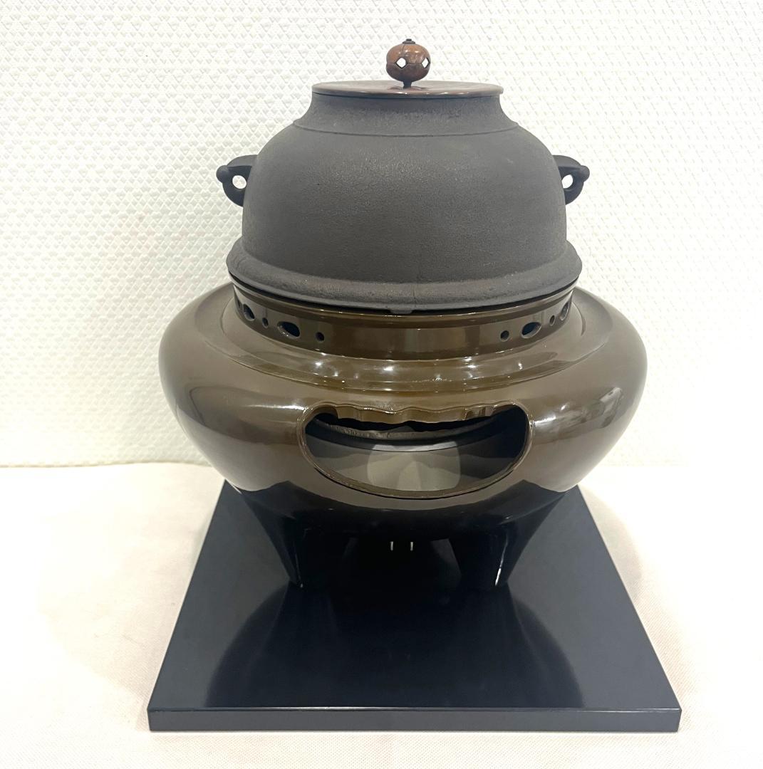 動作確認済・未使用保管品 電気風炉 電熱式 茶道具 電気釜 台座付 茶道 稽古用