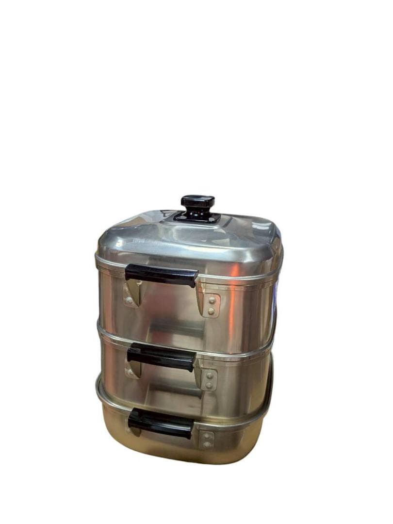 日本アルミ ツルマル印 角型蒸し器 3段 24㎝ 新品/未使用 日本製