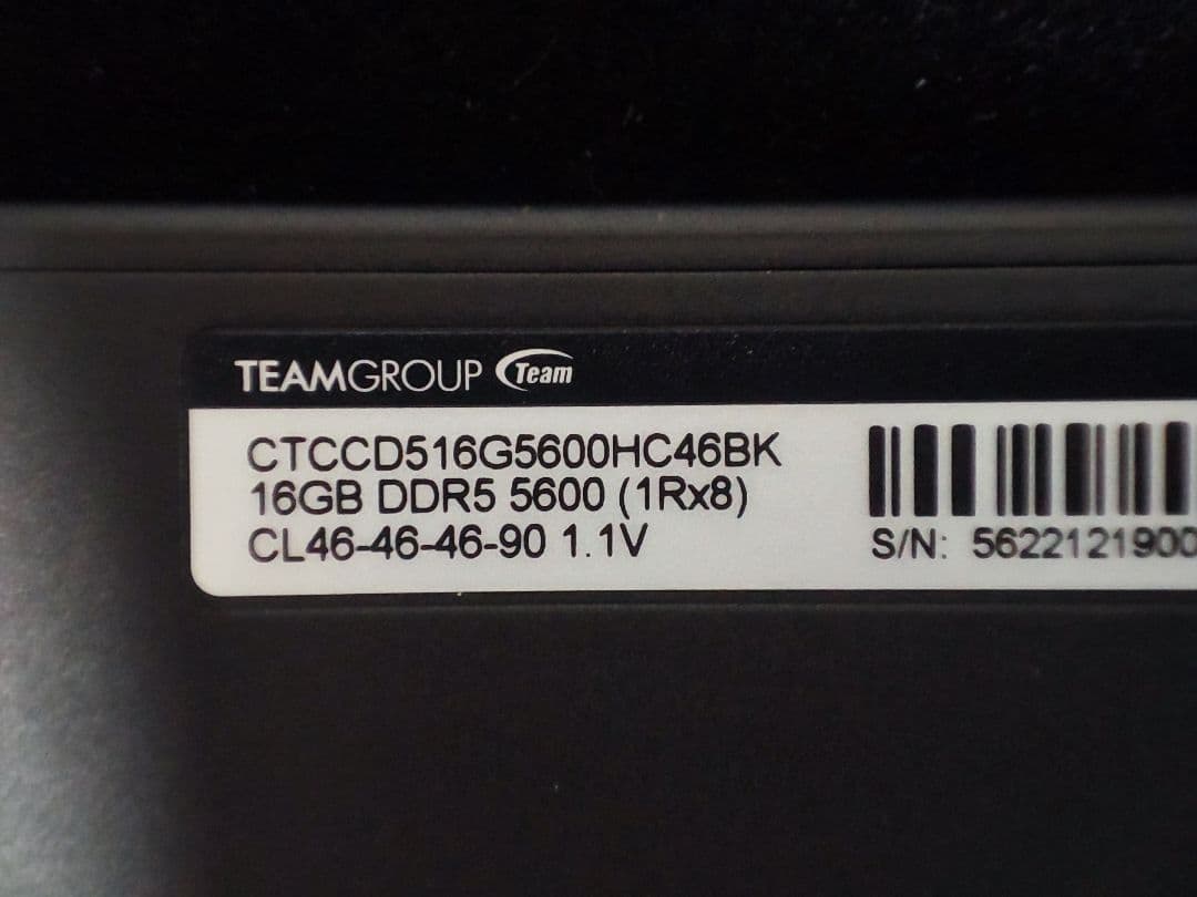 TEAM DDR5メモリ 6000Mhz 16GBx2枚（32GBkit）