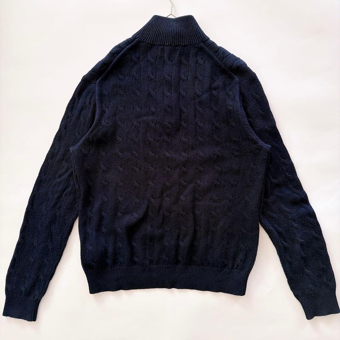 同色ポニー刺繍✨️ポロラルフローレン ハーフジップ ケーブルニット L ネイビー