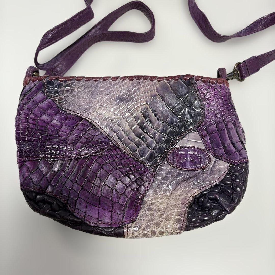 IBIZA　パープル系パッチワーク　ワニ革　ミニショルダー　美品！