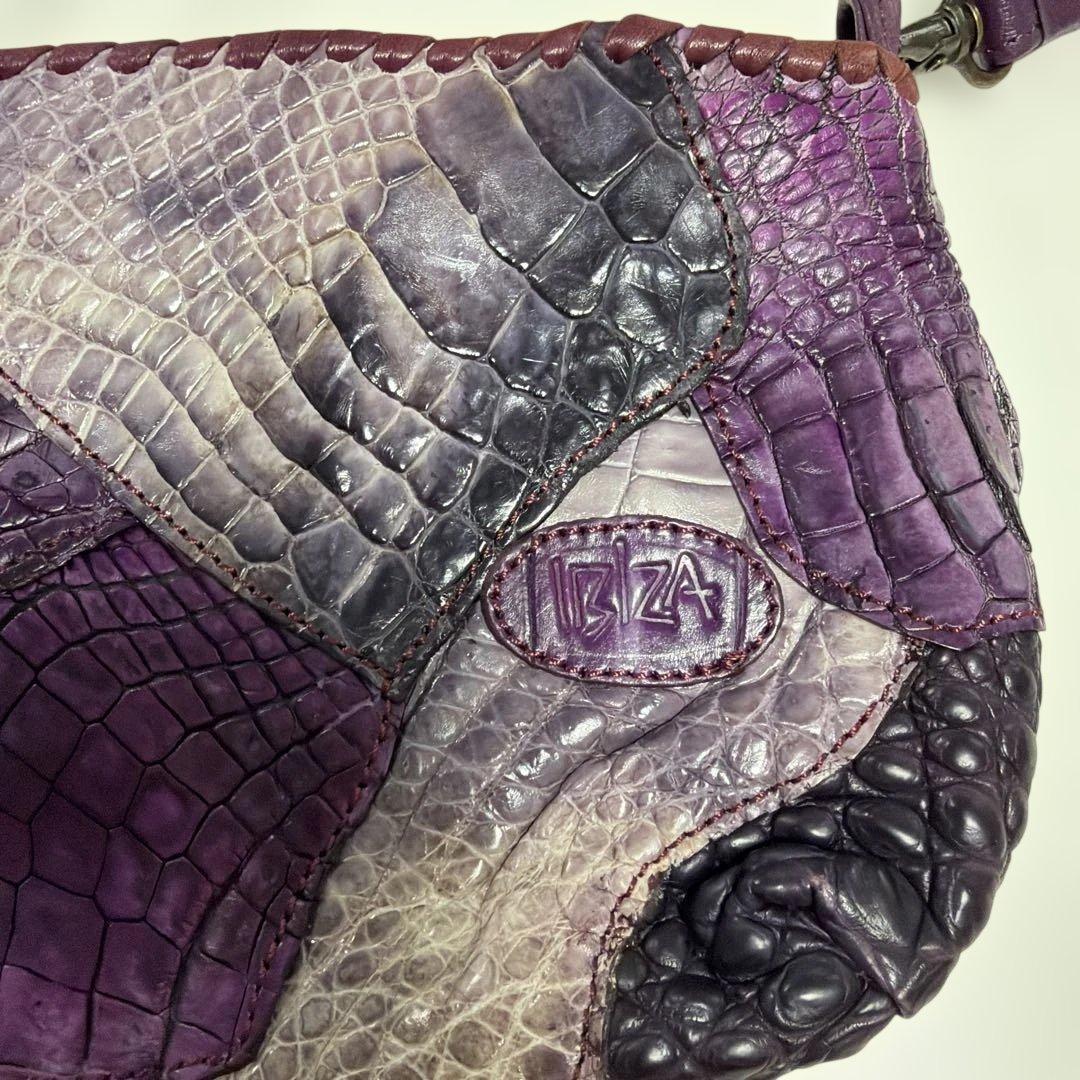 IBIZA　パープル系パッチワーク　ワニ革　ミニショルダー　美品！