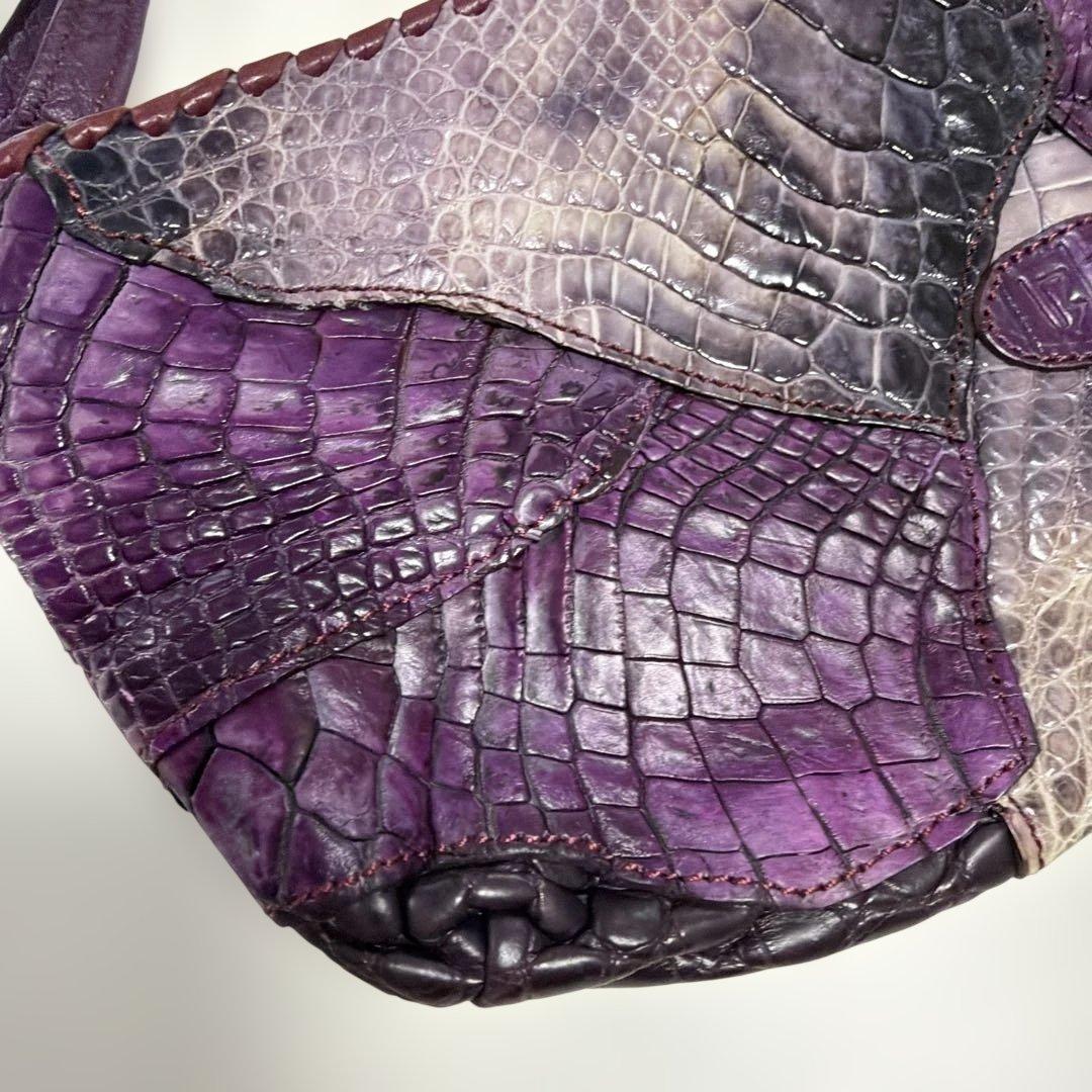 IBIZA　パープル系パッチワーク　ワニ革　ミニショルダー　美品！