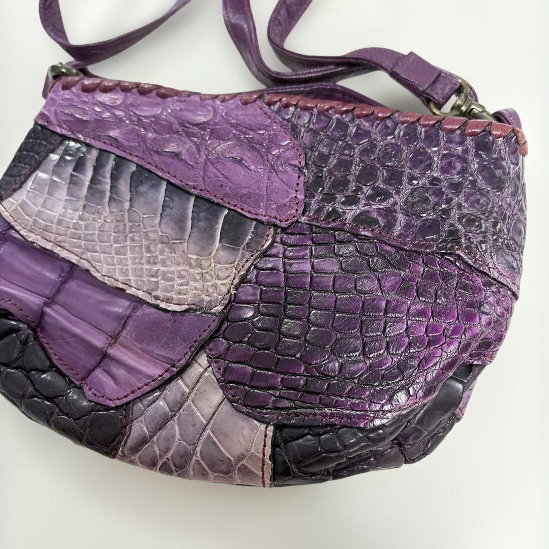 IBIZA　パープル系パッチワーク　ワニ革　ミニショルダー　美品！