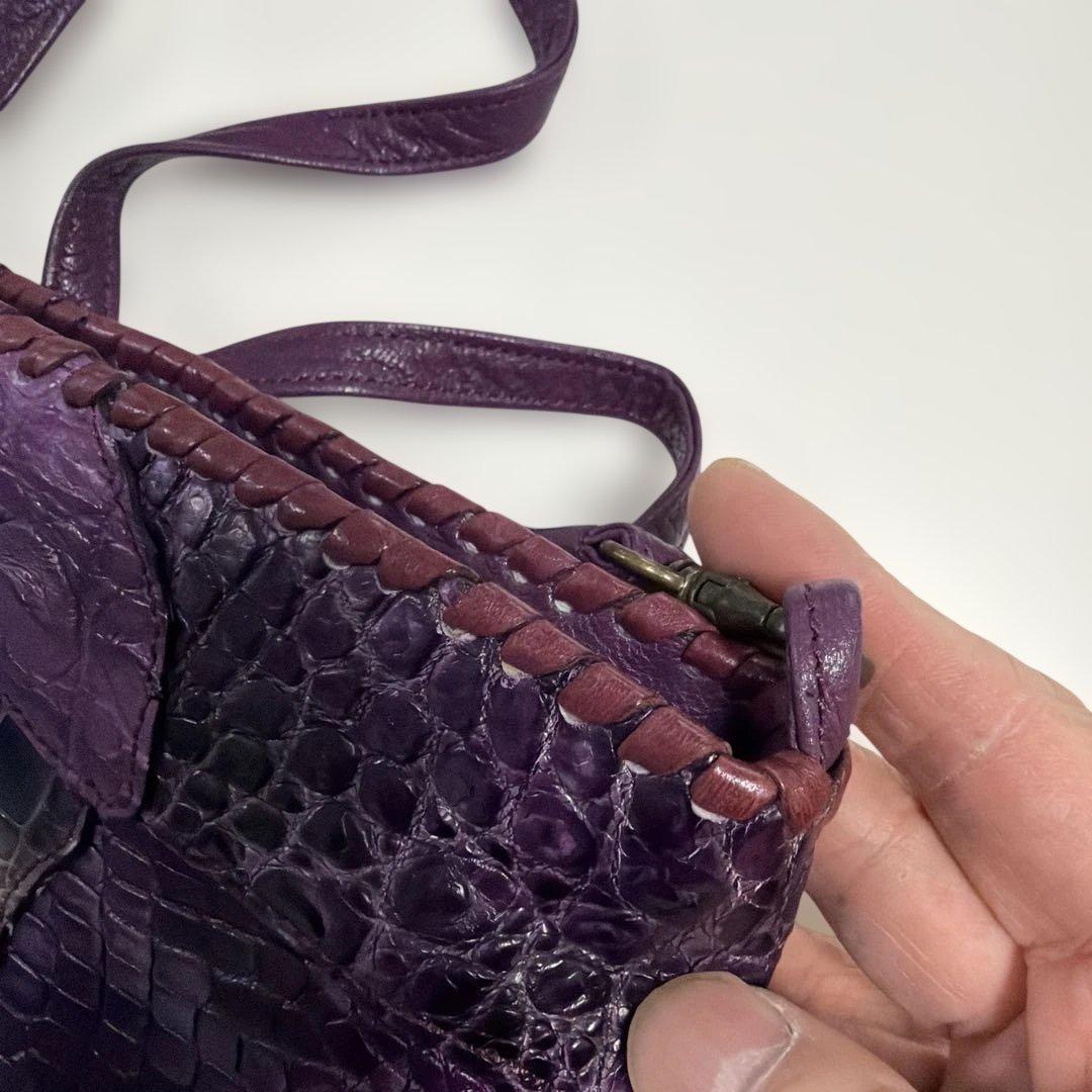 IBIZA　パープル系パッチワーク　ワニ革　ミニショルダー　美品！