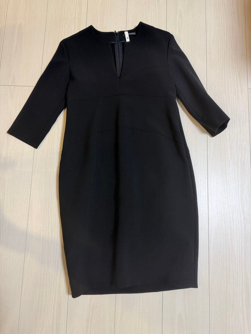 YOKO CHAN 黒 ひざ丈ワンピース 七分袖
