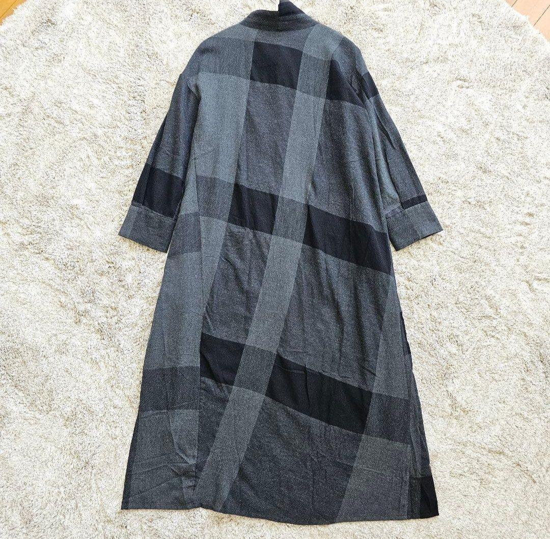 芽風 メフウ センソユニコ 襟 変形 ネルシャツ 素材 ロング ワンピース