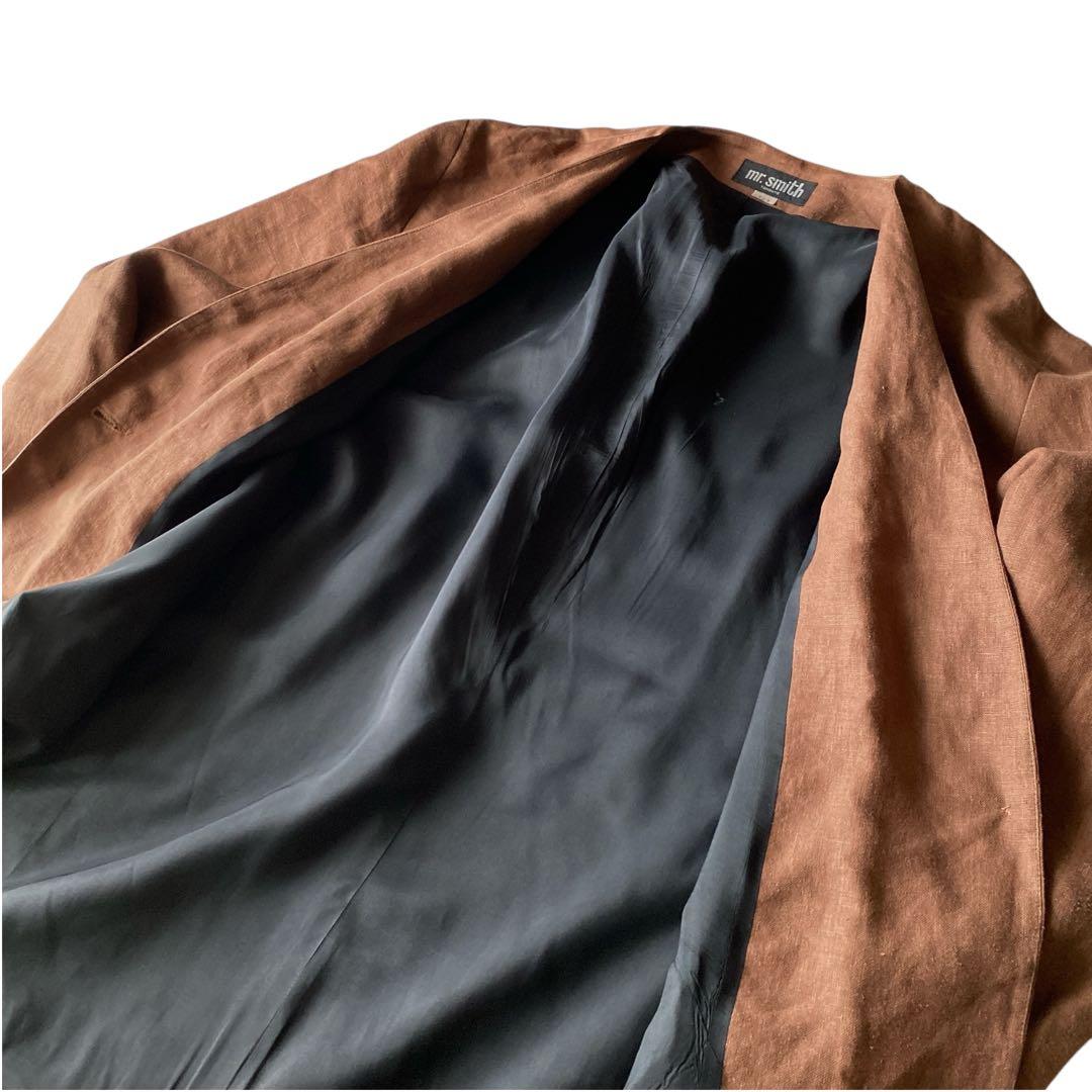 80s90s カナダ製 オーバーサイズ ヘビーリネンノーカラージャケット