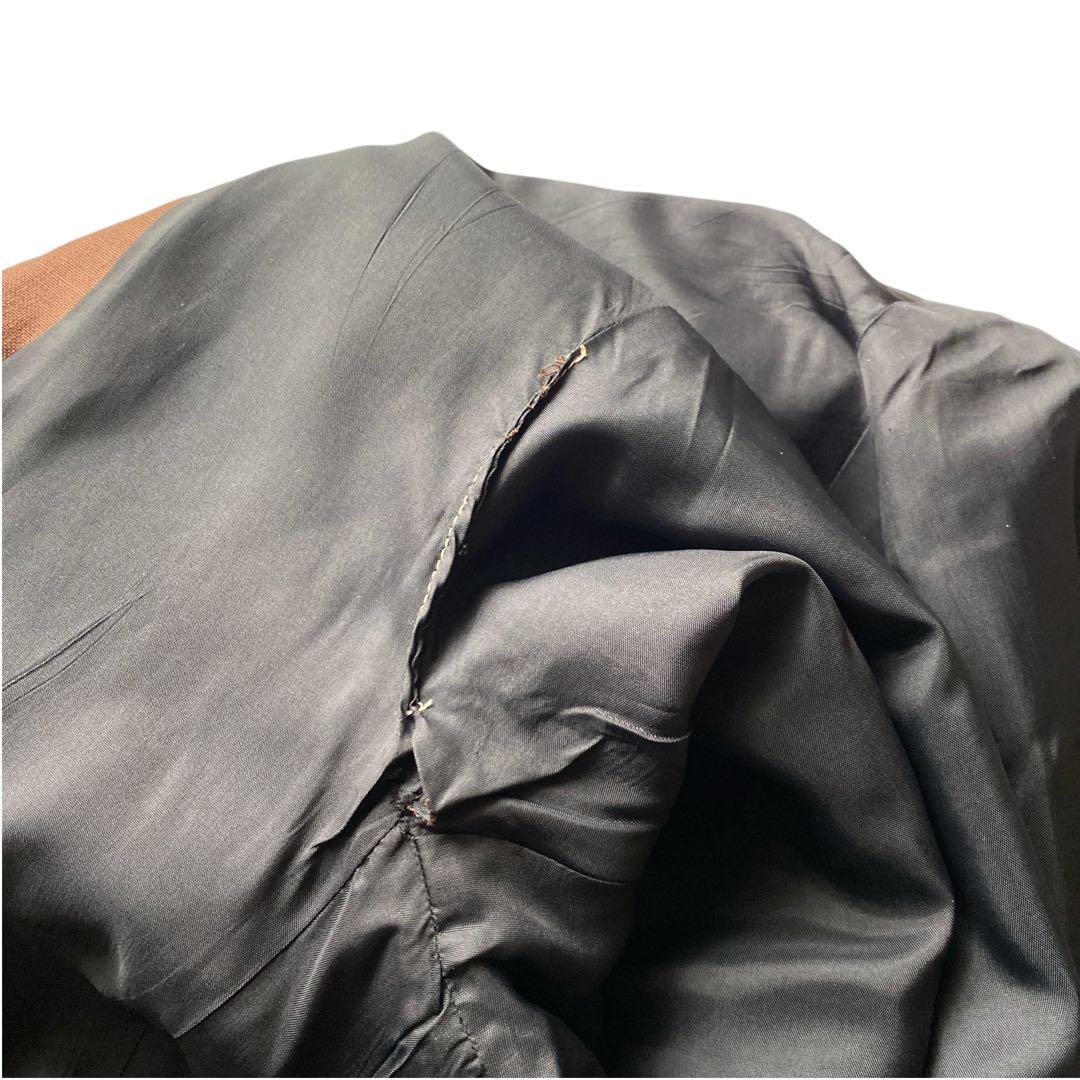 80s90s カナダ製 オーバーサイズ ヘビーリネンノーカラージャケット