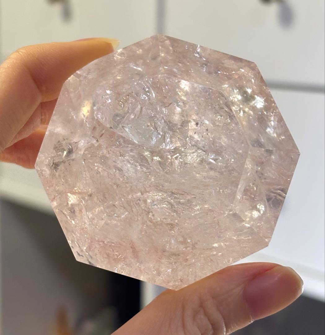 レア　高品質　ピンククォーツ　ピンクアゼツライトBIGダイヤモンド　スタンド付き