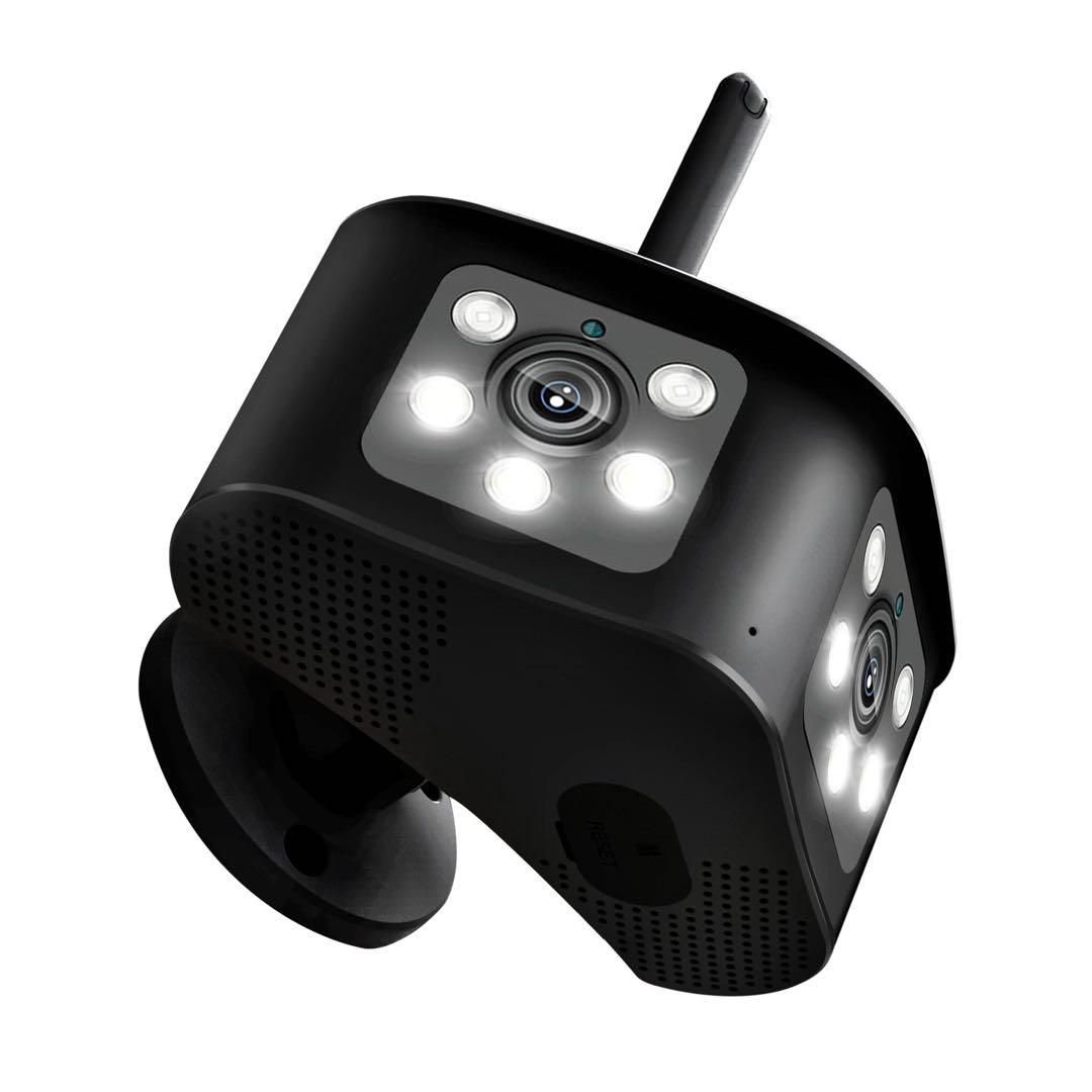 防犯カメラ 屋外 ワイヤレス 4K/660万 wifiカメラ 2眼レンズ