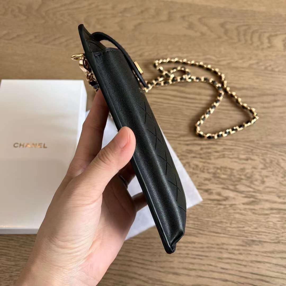シャネル ココクラッシュ ポーチ チェーン付 携帯ショルダーバッグ 黒