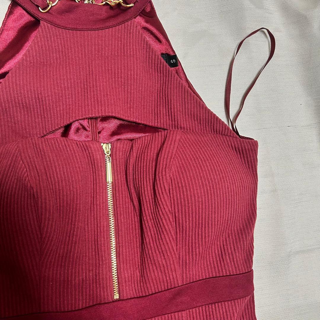 Robe de Fleurs バーガンディ タイトドレス